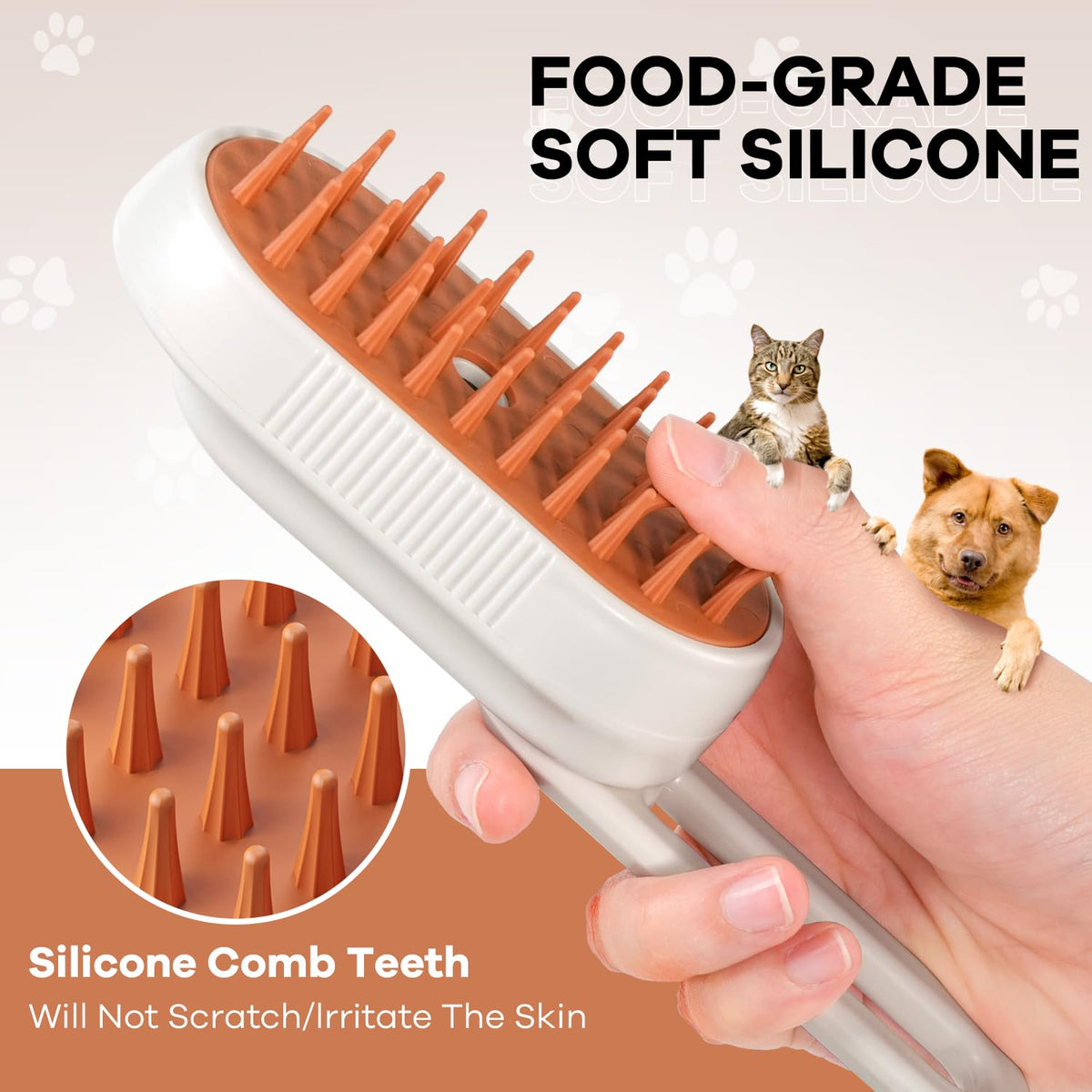 Cat Steam Brush, Foldable Handle for Cats and Dogs,Anti-Static