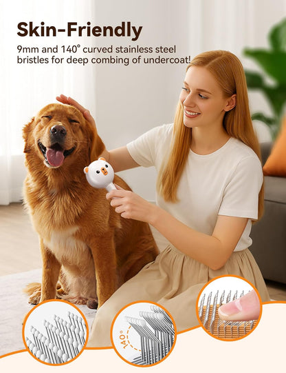 Pet Steam Brush for Dogs & Cats, Brushes for Indoor Cats with Release Button, Undercoat Removal Grooming Brush, Dual Spray USB Rechargeable, Dog Brush for Shedding for All Long- and Short-Haired Pets