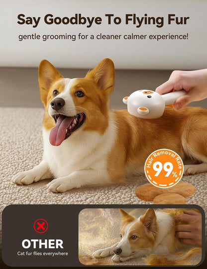 Pet Steam Brush for Dogs & Cats, Brushes for Indoor Cats with Release Button, Undercoat Removal Grooming Brush, Dual Spray USB Rechargeable, Dog Brush for Shedding for All Long- and Short-Haired Pets
